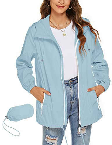 Rapbin – Manteau de pluie imperméable à capuche, léger, coupe-vent, pliable, pour femme, L