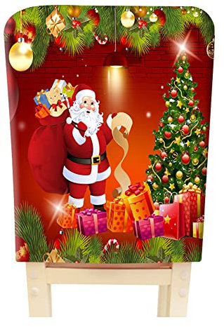 GHEART Weihnachten Stuhlhussen, Nikolaus Hut Stuhlbezug Weihnachtsmann Esszimmerstuhl Rückenbezüge, Waschbar Rot Stuhlschoner Weihnachten Deko Weihnachts Ornament Party Supplies