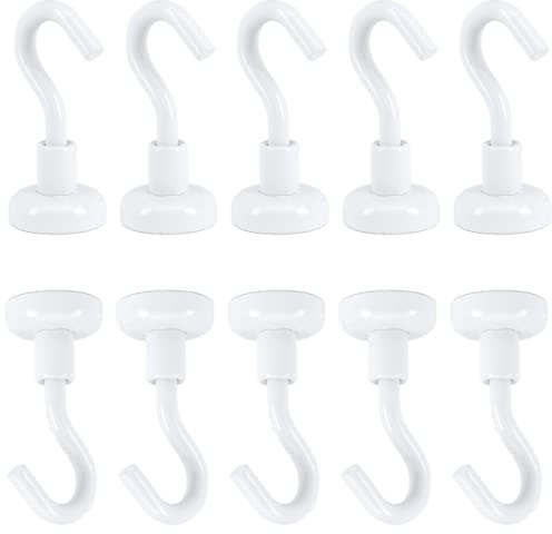 [10 Stück] Magnethaken - Neodym Magnet Haken - 16mm - 6 KG extra Stark -Topfmagnet mit Gewinde M3- Magnethalter mit Haken zum aufhängen - Runde Flachgreifer