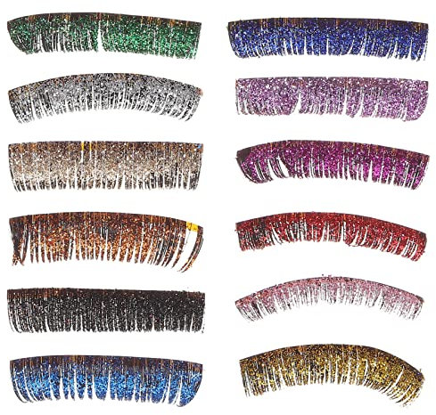 SHERCHPRY 6 Paar Glitzernde Falsche Wimpern Farbige Glitzerwimpern Flauschige Farbige Wimpern Cosplay-Make-Up-Wimpern Make-Up-Wimpernverlängerung