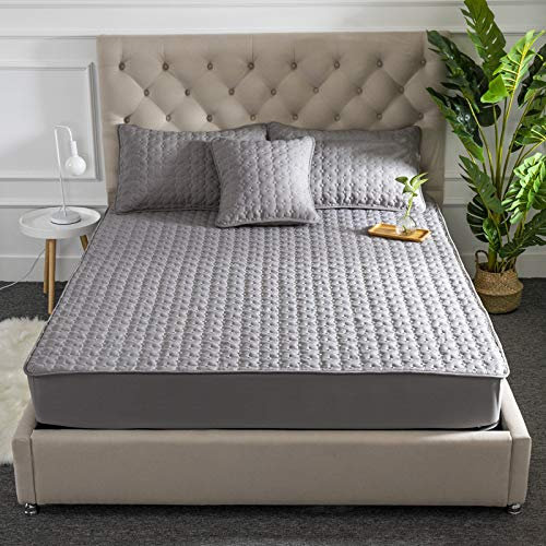 HAIBA bettlaken Gesteppte Gewaschener Baumwollstoff spannbettlaken 3PCS:90x200cm/16-25cm bequemer matratzenbezug 2 gratis-kopfkissenbezüge