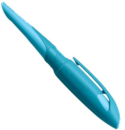 STABILO - Schulfüller ergonomisch für Linkshänder mit Anfänger-Feder A - EASYbirdy 3D Wildlife Special Edition in blau - inklusive Patrone