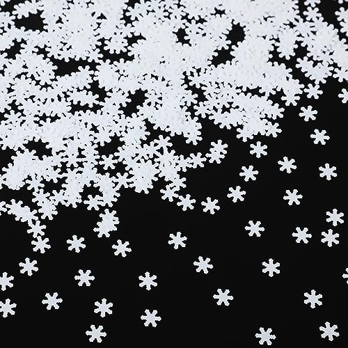 Harrycle Schneeflocken Konfetti Weihnachten Kunstschnee Dekor Klein 6 mm Glitzer Schneeflocken Pailletten Streudeko für Weihnachtsbaum DIY Basteln Winter Party Geburtstag Babyparty (Weiß, 100 g)