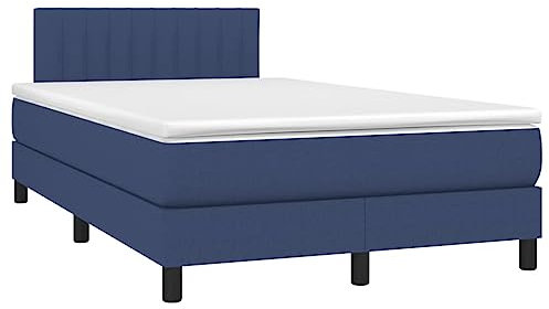 vidaXL Boxspringbett mit Matratze Doppelbett Polsterbett Bettgestell Hotelbett Bett Bettrahmen Lattenrost Schlafzimmerbett Blau 120x200cm Stoff