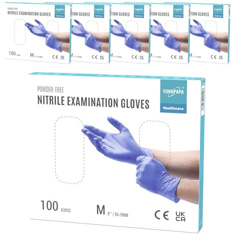 EUROPAPA® Lot De 500 Gants Jetables En Nitrile Non PoudrÉS EN455 EN374 - Sans Latex - Disponibles En Tailles S, M, L Et XL (Violet, M)