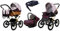 BabyLux Kinderwagen 4in1 mit Autositz für Kleinkinder – Kinderwagen für Neugeborene und Kleinkinder –– Baby Neugeborenen Kinderwagen – ISOFIX Autositzbasis – Max 15kg – Maroon Flowers Gold Frame
