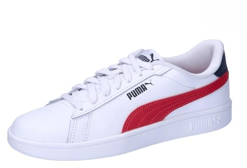 Puma Unisex Youth Puma Smash 3.0 L Jr Sneakers, Puma White-Club Red-Club Navy, 38.5 EU