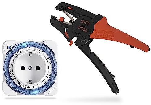Wiha Abisolierwerkzeug automatisch Abisolierzange 200 mm Kabelabzieher bis 16 mm² & Theben Timer analoge Zeitschaltuhr Steckdosen Schaltuhr Zeitprogrammstecker bis zu 400 W LED Schaltleistung