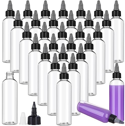 50 Pack Clear Dispensing Bottles 4 oz (120ml) Plastic Squeeze Dropper With Twist Lid for Oils, Crafts, Kitchen, Home