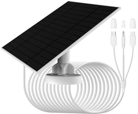 Panneau solaire 5V-6W pour caméra de sécurité avec connecteurs MicorUSB/Type-C/DC3513 IP66, 3 m, compatible avec Reolink argus3/3pro/pt altru/2/2E/eco/pro/pt 2k/pt/go/go Plus