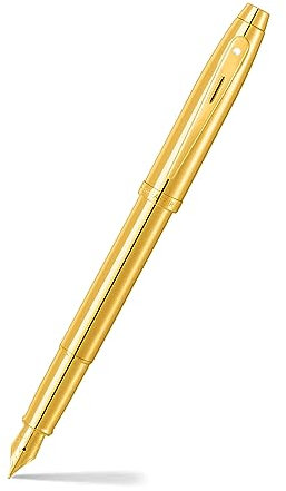 Sheaffer 100 9372 Glossy PVD Gold Fountain Pen With PVD Gold Trim - Medium