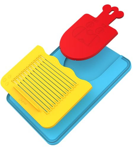 Chefclub Kids - Tabla de cortar infantil 3 en 1 para niños - Antideslizante, ergonómica y segura - Aprender a cocinar de forma divertida - Accesorio educativo y resistente - Desde 4 años