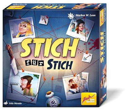 Zoch 601105183 - Stich für Stich (Detektiv-Spiel) - originelles Krimispiel ab 10 Jahre für die ganze Familie, 3-4 Spieler, ca. 30 Min. Spieldauer