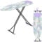 Ironing Board, Iron Board with Silicon Iron Rest, Extra Thick Cover and Pad, Height Adjustable, with Smart Hanger, Heavy Duty Legs 122 x 38cm Colorful Clouds