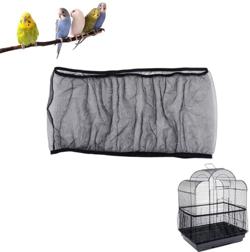 JTKREW Funda Ajustable para Jaula de pájaros - Faldón Protector de Malla para jaulas, ventilado e Ideal para comederos de pájaros y Animales pequeños - Negro, Talla L.