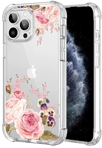 Jhxtech Phone Case for iPhone 11 Pro Max Case, Apple 11 Pro Max girls women, Slim Shockproof Clear Floral Pattern Soft Flexible TPU Protective Cover for Apple iPhone 11 Pro Max Rose Flower