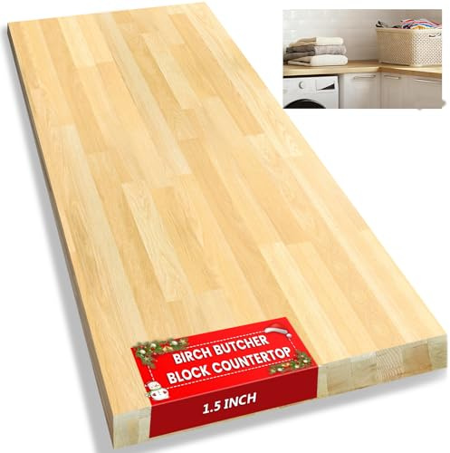 Butcher Block Countertop, Solid Wood Table Top Office Desk Top 42x25x1.5in