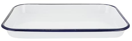 Lab Tray Enamel Butcher Tray,Medical Instrument Storage Plate Farmhouse Serving Tray Square Plate for Lab Instruments and Equipment Supplies Laboratory Tools 25x35cm