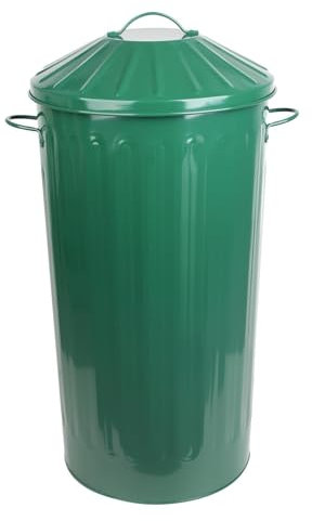 simpa 46L Colourful Vintage Style Metal Tapered Dustbins & Lids - Dark Green 70cm (H) x 33cm (Dia)