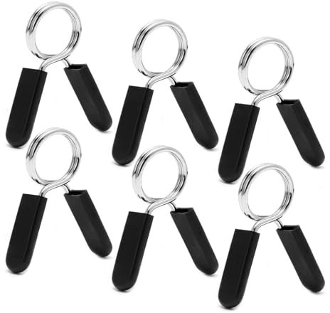 DHinkyoung 6 Pcs Spring Collar Clips, Dumbbell Barbell Clamps, Exercise Collars Barbell Clip Clamps for Weightlifting Bars, Strength Training, Gym Equipments (25 mm)