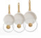 JEETEE Pfannenset 6 Teiliges Mit Glasabdeckung, Bratpfanne set 20cm 24cm 28cm, Induktion Geeignet,Aus Geschmiedetem Aluminium mit Antihaftbeschichtung, für alle Herdarten,PFOA-frei(Beige)