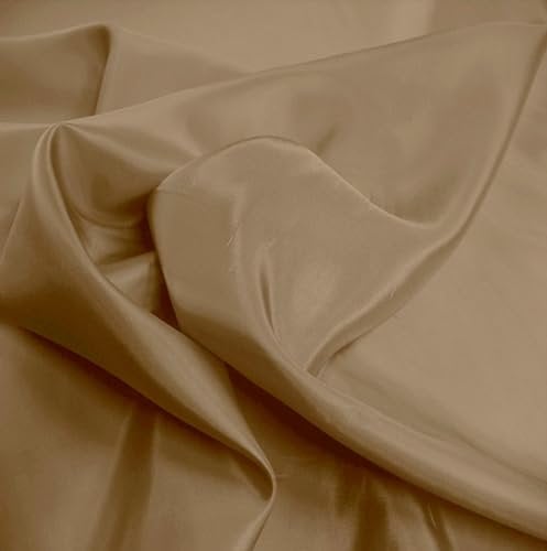 TOLKO Futterstoff Meterware Futter-Taft | Blickdicht knitterarm | universal Stoff Dekostoff Kleiderstoff Hochzeitsstoff Kostümstoff | Stoffe zum Nähen Meterware Dekorieren (Braun)