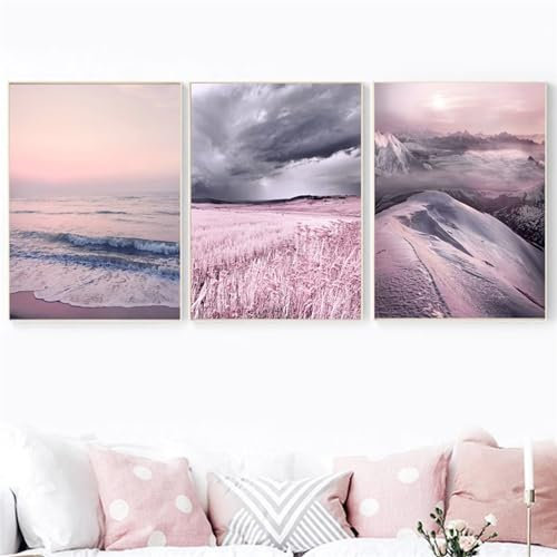 5D DIY Diamond Art Painting Kits Vollbohrer, Lavendel Strass Kreuzstich Stickerei Leinwand 3 Stück Diamant Malerei Bilder Painting nach Zahlen für Kinder Erwachsene Wohnwand Dekor 25x35cm T-441