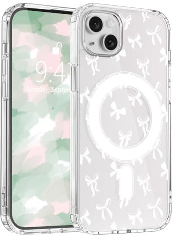 LuminousGuard for iPhone 12/12 Pro Case, Compatible with MagSafe, Cute Kawaii Bow Magnetic Phone Case, Clear Soft Slim Fit Shockproof Protective Case for Women Girls