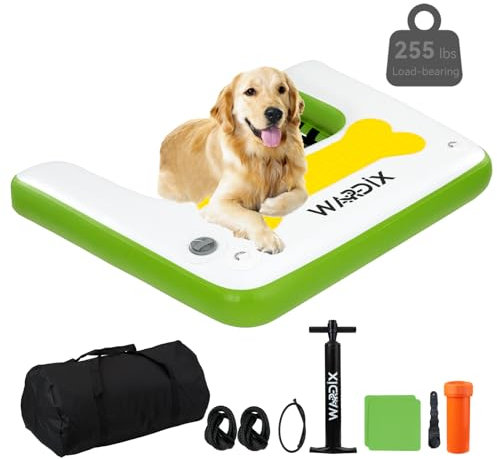 Inflatable Pup Plank, Dog Float Ramp Floating Docks for Lakes Boats Docks Ladder Dog On Water Ladder Steps for Swimming Pets Up to 200 Pounds