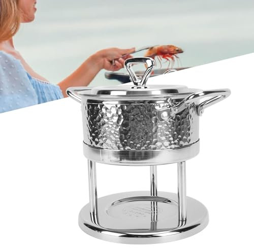 Mini Hot Pot, Edelstahl Single Herd Hotpot Pot Mini Solo Herd Tragbarer Camping Hot Pot mit Deckel für Picknick BBQ Camping Wandern