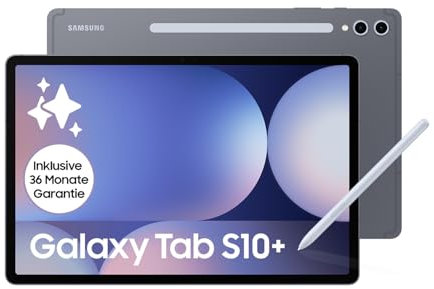Samsung Galaxy Tab S10+ AI Tablet, Android Tablet, 12 GB RAM, 256 GB Speicher, AMOLED-Display, Antireflexionsbeschichtung, Inkl. S Pen, WiFi, Moonstone Gray, 36 Monate Herstellergarantie