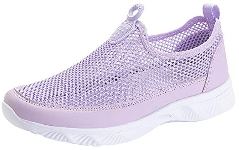 Generico Scarpe Ginnastica Nere Scarpe da Calcetto Women Scarpe da Ginnastica da Donna Estate Nuovo Modello Scarpe comode a Fondo Piatto Traspirante in Maglia Tinta Unita Semplice Scarpe (Purple, 38)