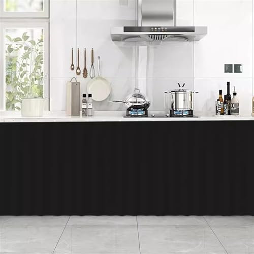 GIBZ Rechteckiger Kurzer Café Vorhang, Einfarbig Schrankvorhänge, Volant Staubdicht, Kleine Scheibengardine für die Küche, Schwarz, 80x80cm (B x H)