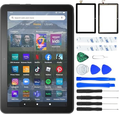 NB+ Ersatz-Bildschirm-Ersatz für Amazon Kindle Fire HD8/HD8 Plus Tablet 10. Generation 2020 K72LL3 K72LL4 Digitizer Touchscreen mit Reparaturwerkzeug-Set (mit Klebeband)
