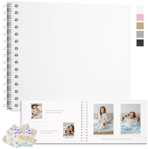 Remowith Fotoalbum Zum Selbstgestalten 28x20,5 cm DIY Fotobuch Kraftpapier Erinnerungsbuch für Hochzeiten 100 Seiten Album für Baby Familie Valentinstag Geburtstag Jahrestag Geschenk Weiß