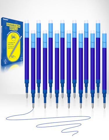 Donluhu 14 Stück Ersatzminen für löschbaren Stift, kompatibel mit Pilot FriXion Ball & Clicker, 0,7 mm, Blau, 400 m Schreiblänge, praktisch für die Schule und den Alltag