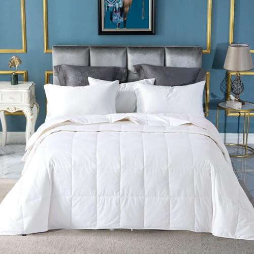 Globon Summer Down Comforter King Size, Extra Lightweight Blanket/Duvet Insert for Hot Sleepers, Noiseless & Extra Soft,106x90 inches,White