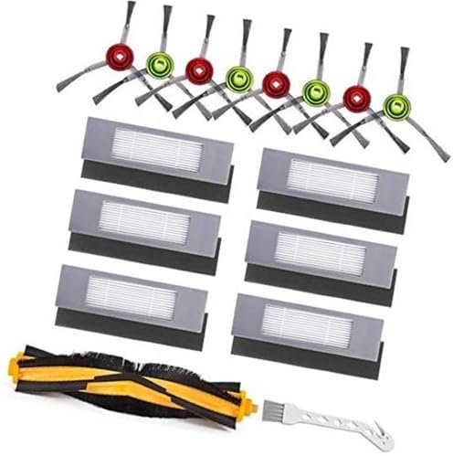 JINFOLI Lot de 16 Accessoires for aspirateur Robot Ecovacs Deebot OZMO T8 AIVI T8 Max T8 T5 920 950: 1 Brosse Principale, 8 brosses latérales et 6 filtres kit d'accessoires pour aspirateur