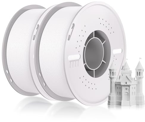 PLA Filament 1.75mm Maßgenauigkeit+/-0.03mm Einfaches Drucken Ordentlich Gewickelt 3D Drucker Filament Compatible with Bambu Lab/Anycubic/Creality All 3D Drucker-2kg Spool (4.4lbs)-2 PCS Weiß