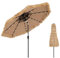 GOPLUS 2,7M Parasol Paille PE avec 32 LED Solaires, Parasol Chaume de Style Hawaïen Tropical avec Double Toit Inclinable, 8 Baleines, 9 Couches, Manivelle, Anti-UV, pour Jardin/Patio/Plage