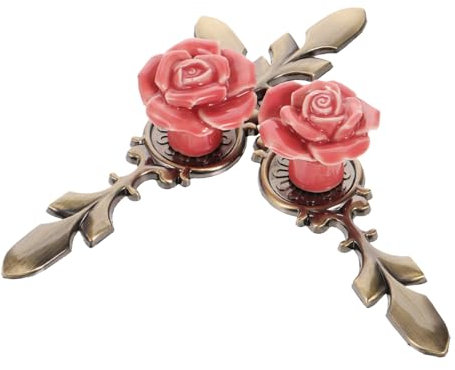 LAPYAPPE 2 Stück Vintage Schrankknöpfe in Blumenform aus Keramik und Kupfer Leicht zu Montieren für Küchenschränke und Kommoden