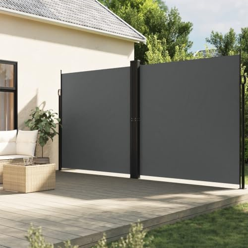 Festnight Auvent latéral rétractable 200x1000 cm Store Latéral Vertical Paravent Rétractable Protection Solaire Brise Vue Rétractable pour Balcon Jardin Terrasse -Anthracite-200 x 1000 cm