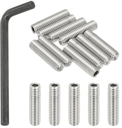 PATIKIL 3/8-16x1-1/2 Internal Hex Socket Set Grub Screws, 10 Pcs 304 Stainless Steel Cup Point Set Screw with Hex Key Wrench for Door Handles Bathroom Fixtures