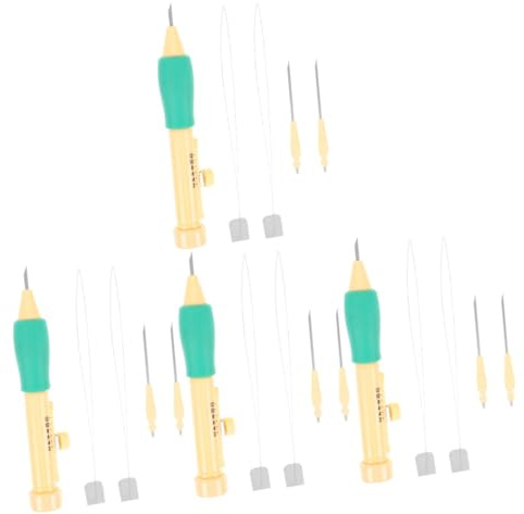 OSALADI 4 Sätze DIY Punch Needle Set Sticknadeln für Anfänger für Stickerei Kleidung Kissenbezügen Vorhängen Handtüchern und Tischdecken Materialien Wie und Garn
