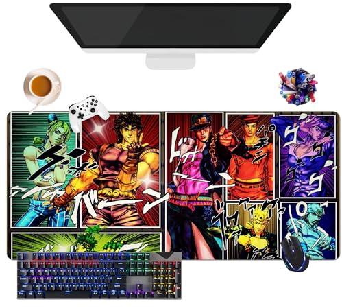 Mauspad Anime JoJo's Bizarre Adventure | extra großes wasserdichtes Mauspad | rutschfeste Gummibasis für PC, Laptop, E-Sport (17,8 x 35,4 x 35,7 x 0,12 cm)