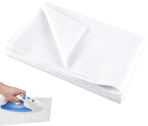 SHILIUZHI Bügelvlies 300 × 100cm, Volumenvlies zum Aufbügeln Einseitig, Leichtes Einlagestoff zum Aufbügeln, Vliesstoff Bügeleinlage Weiß, für Bügelfalten, Nähhandwerk, Verstärkte Bekleidung