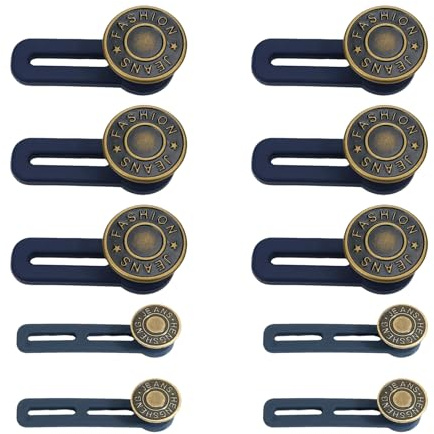10 Stück Hosenbunderweiterung Hosenknopf, Hosen-Knopfverlängerung, Verstellbarer Hosenknopf Verlängerung, Knopfverlängerung für Hosen Expander Button Set für Hosen Jeans Knöpfe Männer und Frauen