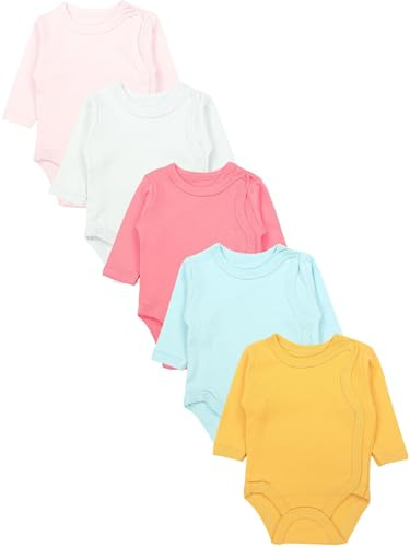 TupTam Wickelbody Langarm Baby Body - Unisex Body Baby im 5er Set aus Baumwolle