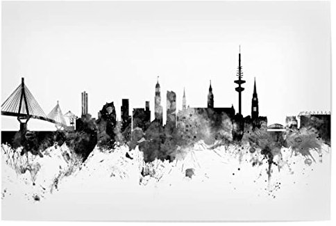 artboxONE Poster 30x20 cm Städte Skyline Hamburg hochwertiger Design Kunstdruck - Bild Hamburg Hamburg minimal