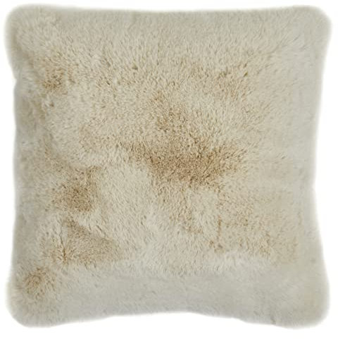-LUXOR- living Kissen Coste Kunstfell Dekokissen in Schaffelloptik - Flauschiges Kuschelkissen Sofakissen für Deko Wohnzimmer 40 x 40 cm beige 1 Stück
